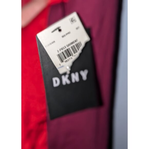 DKNY Women Burgundy Red Sleeveless Tank Top XL Cotton Blend - Picture 3 of 6